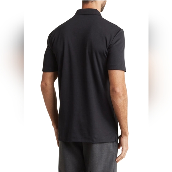 Theory Button Front Polo Black Size Medium - Picture 2 of 5